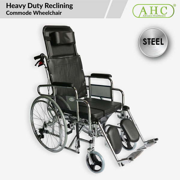 Heavy Duty Reclining Commode Wheelchair - WC607